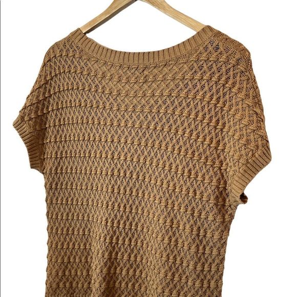 OLD NAVY Tan Loose Knit Short Sleeve Scoop Neck Short Fit Pullover Sweater M - Picture 3 of 8